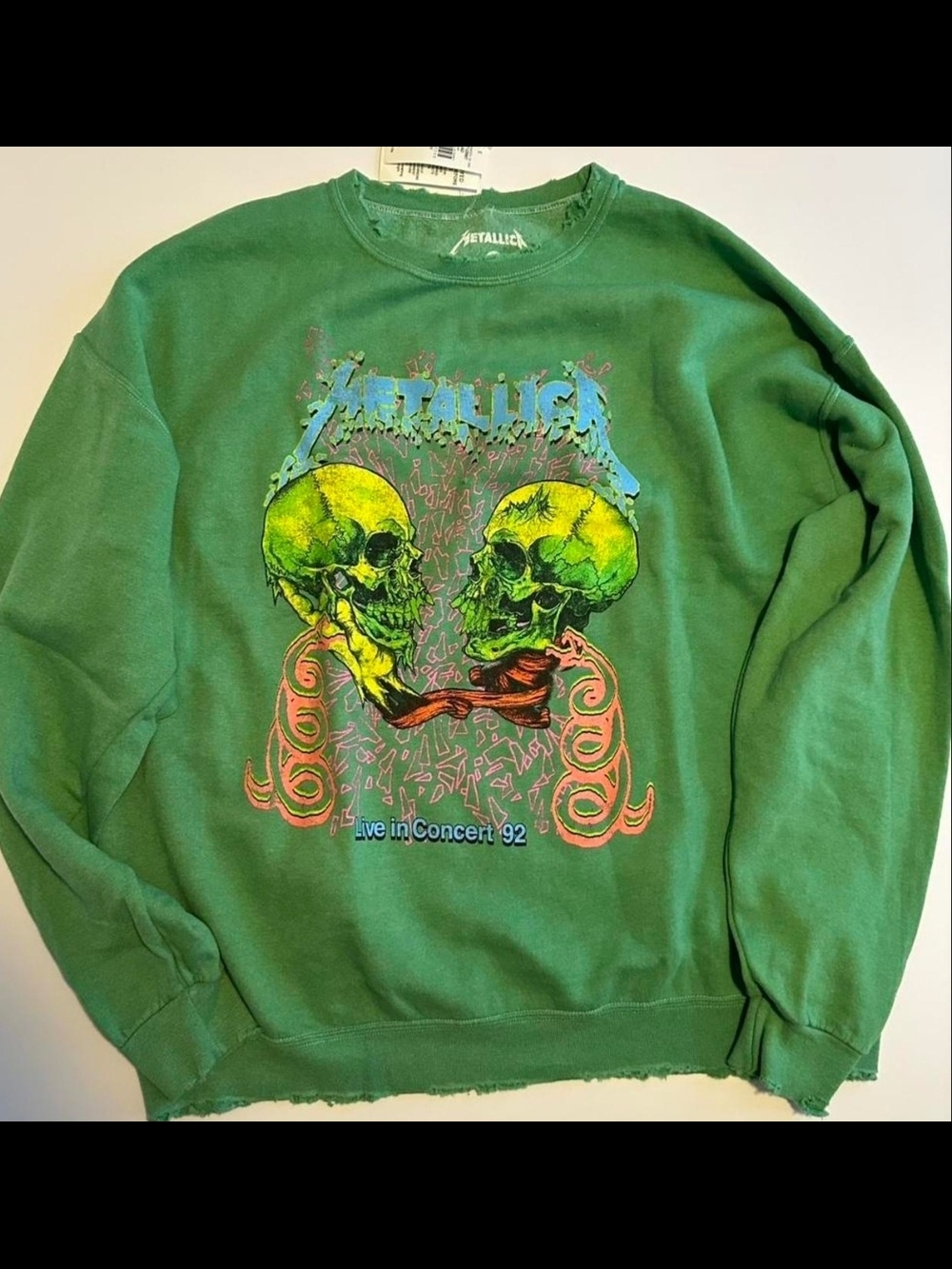 Metallica Green Graphic Crewneck Sweatshirt - Live in Concert 92 From The BUCKLE